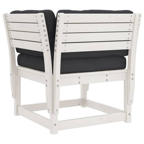 Fauteuil de Terrasse en Pin Massif Blanc Robuste avec Coussins Anthracite Confortables pour Salon de Jardin Chic – ComfortXL Outdoor Living - Image 7