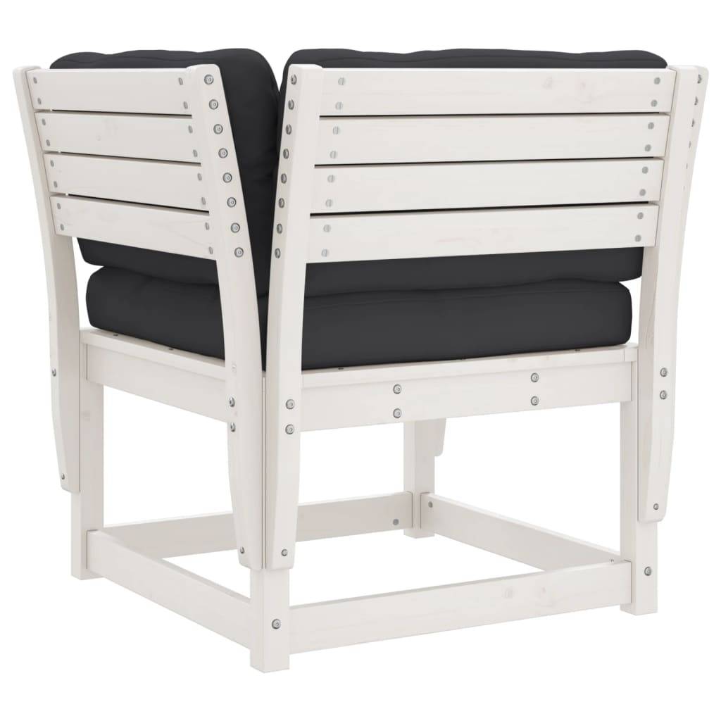 Fauteuil de Terrasse en Pin Massif Blanc Robuste avec Coussins Anthracite Confortables pour Salon de Jardin Chic – ComfortXL Outdoor Living - Image 7