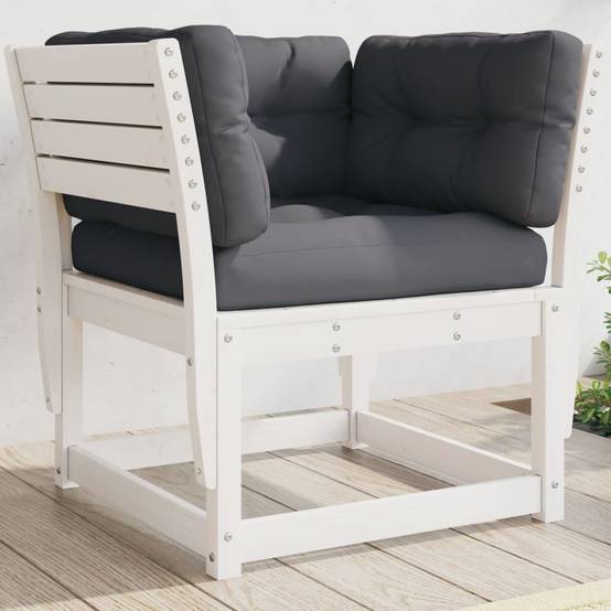 Fauteuil de Terrasse en Pin Massif Blanc Robuste avec Coussins Anthracite Confortables pour Salon de Jardin Chic – ComfortXL Outdoor Living - Image 1