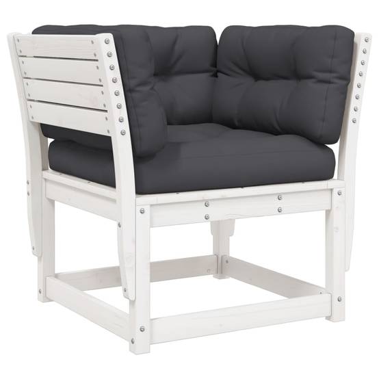 Fauteuil de Terrasse en Pin Massif Blanc Robuste avec Coussins Anthracite Confortables pour Salon de Jardin Chic – ComfortXL Outdoor Living - Image 2