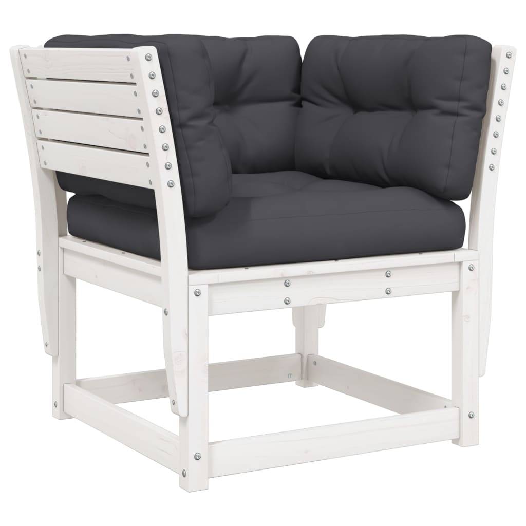 Fauteuil de Terrasse en Pin Massif Blanc Robuste avec Coussins Anthracite Confortables pour Salon de Jardin Chic – ComfortXL Outdoor Living - Image 2