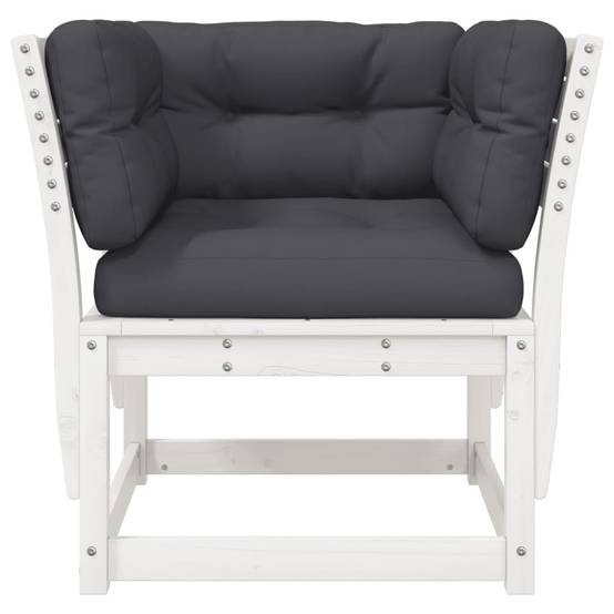 Fauteuil de Terrasse en Pin Massif Blanc Robuste avec Coussins Anthracite Confortables pour Salon de Jardin Chic – ComfortXL Outdoor Living - Image 5