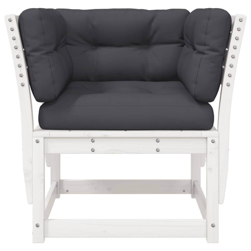 Fauteuil de Terrasse en Pin Massif Blanc Robuste avec Coussins Anthracite Confortables pour Salon de Jardin Chic – ComfortXL Outdoor Living - Image 5