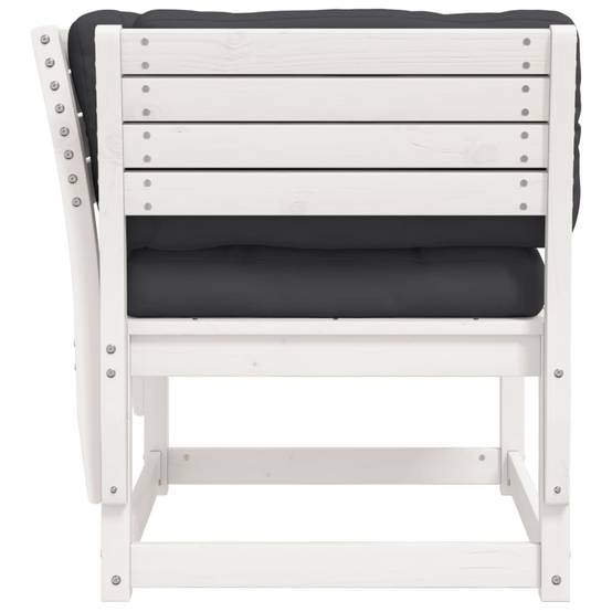 Fauteuil de Terrasse en Pin Massif Blanc Robuste avec Coussins Anthracite Confortables pour Salon de Jardin Chic – ComfortXL Outdoor Living - Image 6