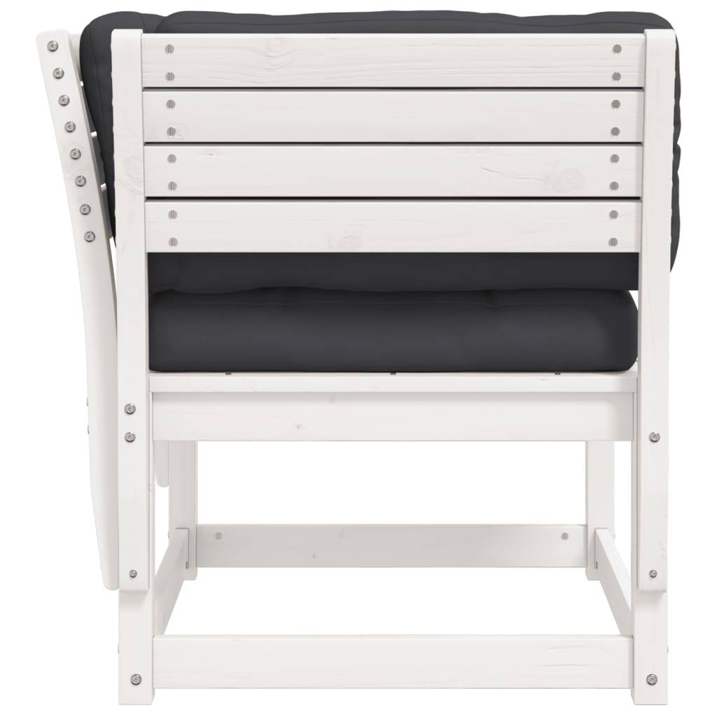 Fauteuil de Terrasse en Pin Massif Blanc Robuste avec Coussins Anthracite Confortables pour Salon de Jardin Chic – ComfortXL Outdoor Living - Image 6