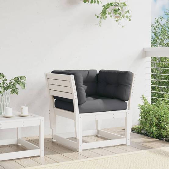 Fauteuil de Terrasse en Pin Massif Blanc Robuste avec Coussins Anthracite Confortables pour Salon de Jardin Chic – ComfortXL Outdoor Living - Image 3