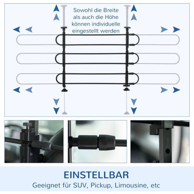 Grille de séparation voiture universelle Acier pour chien Protection coffre réglable 89-150x76-124cm Noir - Image 5