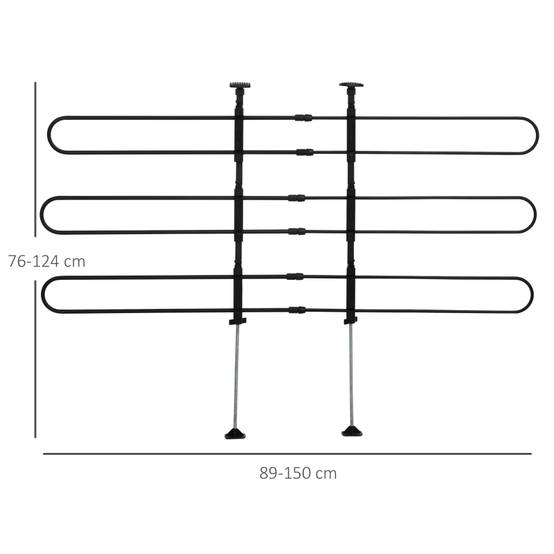 Grille de séparation voiture universelle Acier pour chien Protection coffre réglable 89-150x76-124cm Noir - Image 3