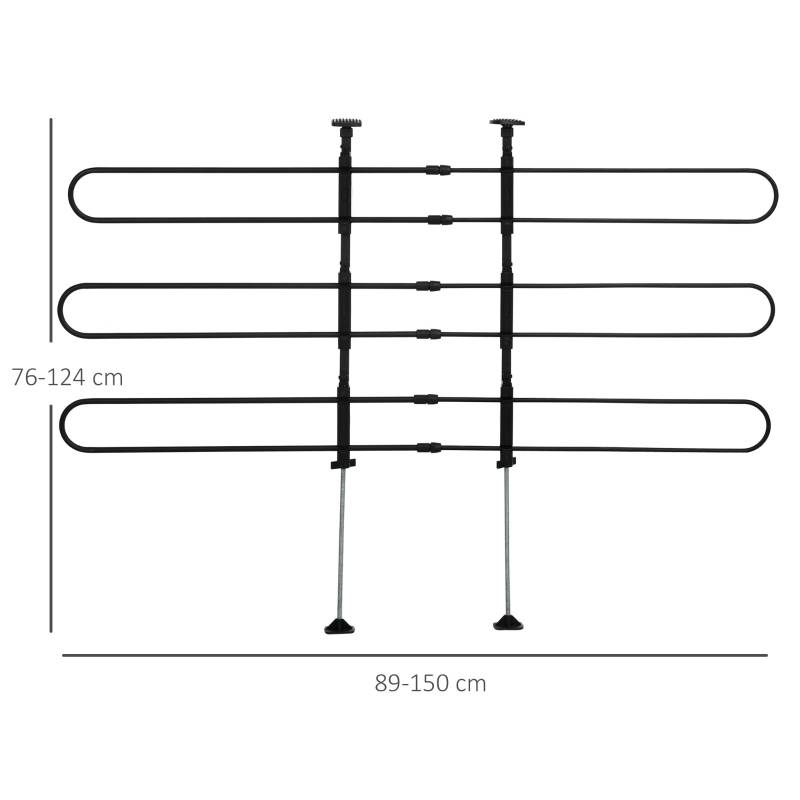Grille de séparation voiture universelle Acier pour chien Protection coffre réglable 89-150x76-124cm Noir - Image 3