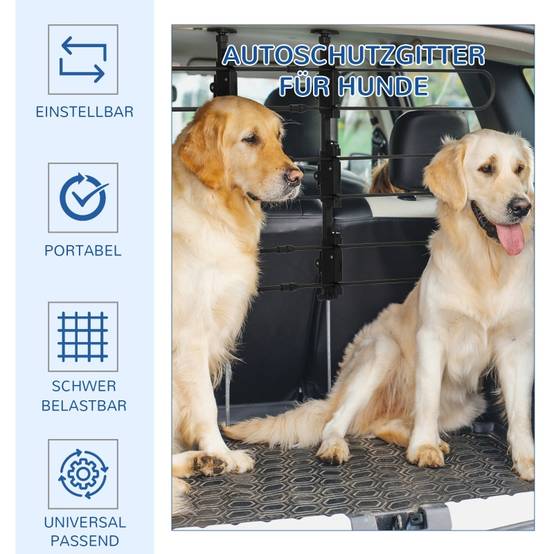 Grille de séparation voiture universelle Acier pour chien Protection coffre réglable 89-150x76-124cm Noir - Image 4