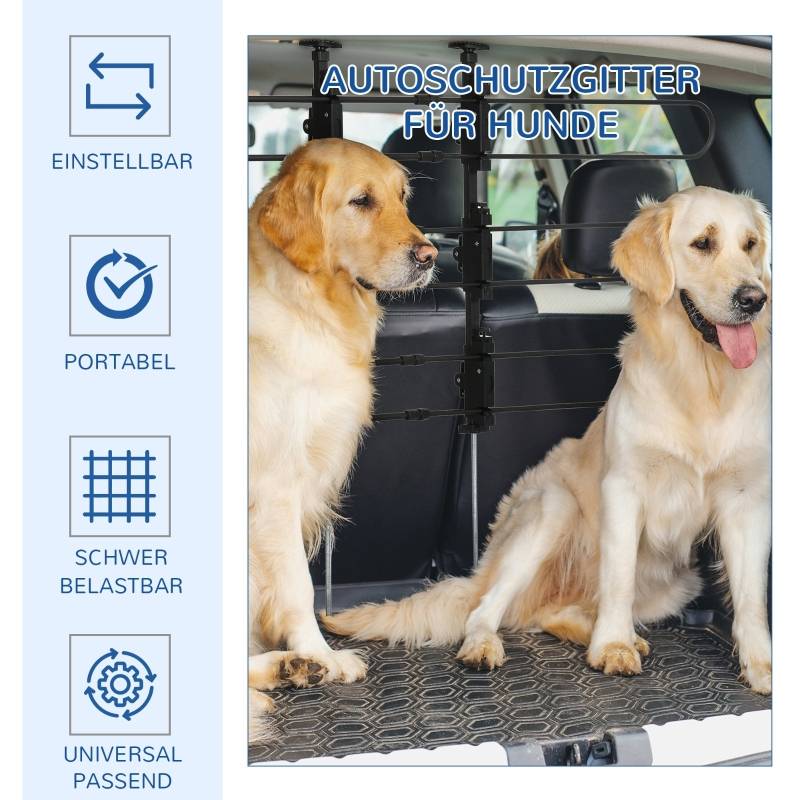 Grille de séparation voiture universelle Acier pour chien Protection coffre réglable 89-150x76-124cm Noir - Image 4
