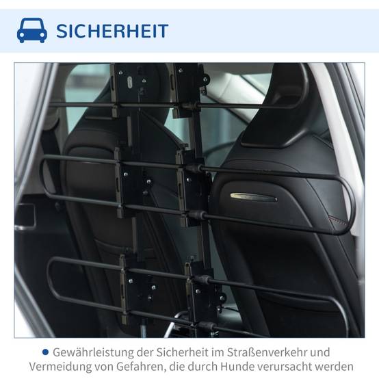 Grille de séparation voiture universelle Acier pour chien Protection coffre réglable 89-150x76-124cm Noir - Image 6