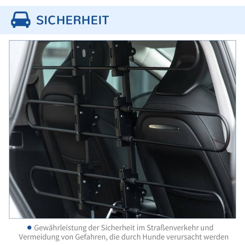 Grille de séparation voiture universelle Acier pour chien Protection coffre réglable 89-150x76-124cm Noir - Image 6