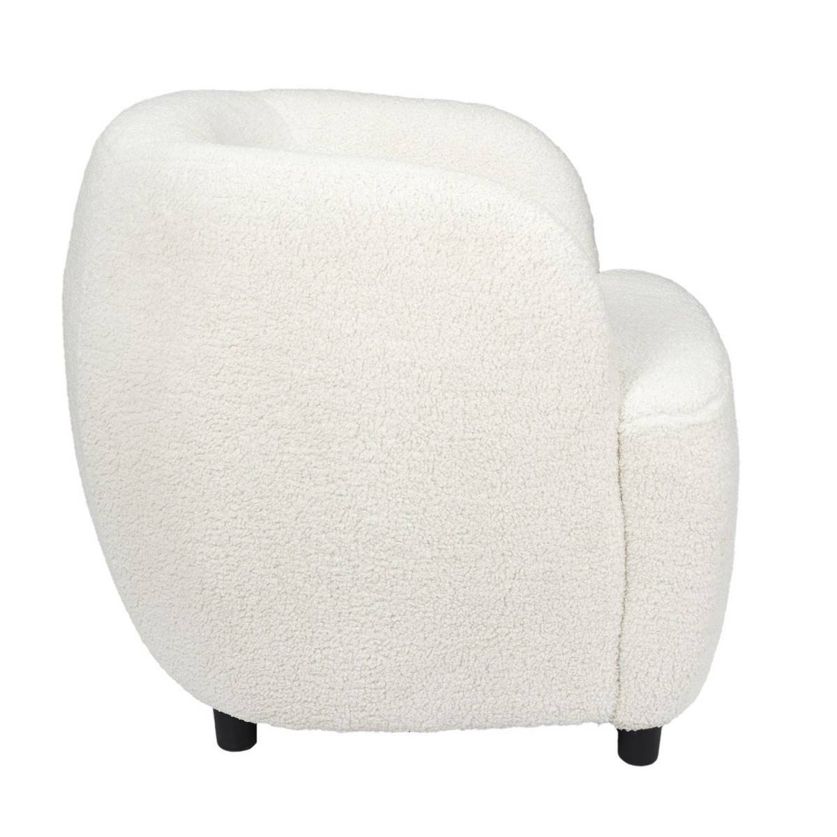 The Home Deco Factory - Fauteuil Design Bouclette "Shirley" 77cm Blanc - Image 3
