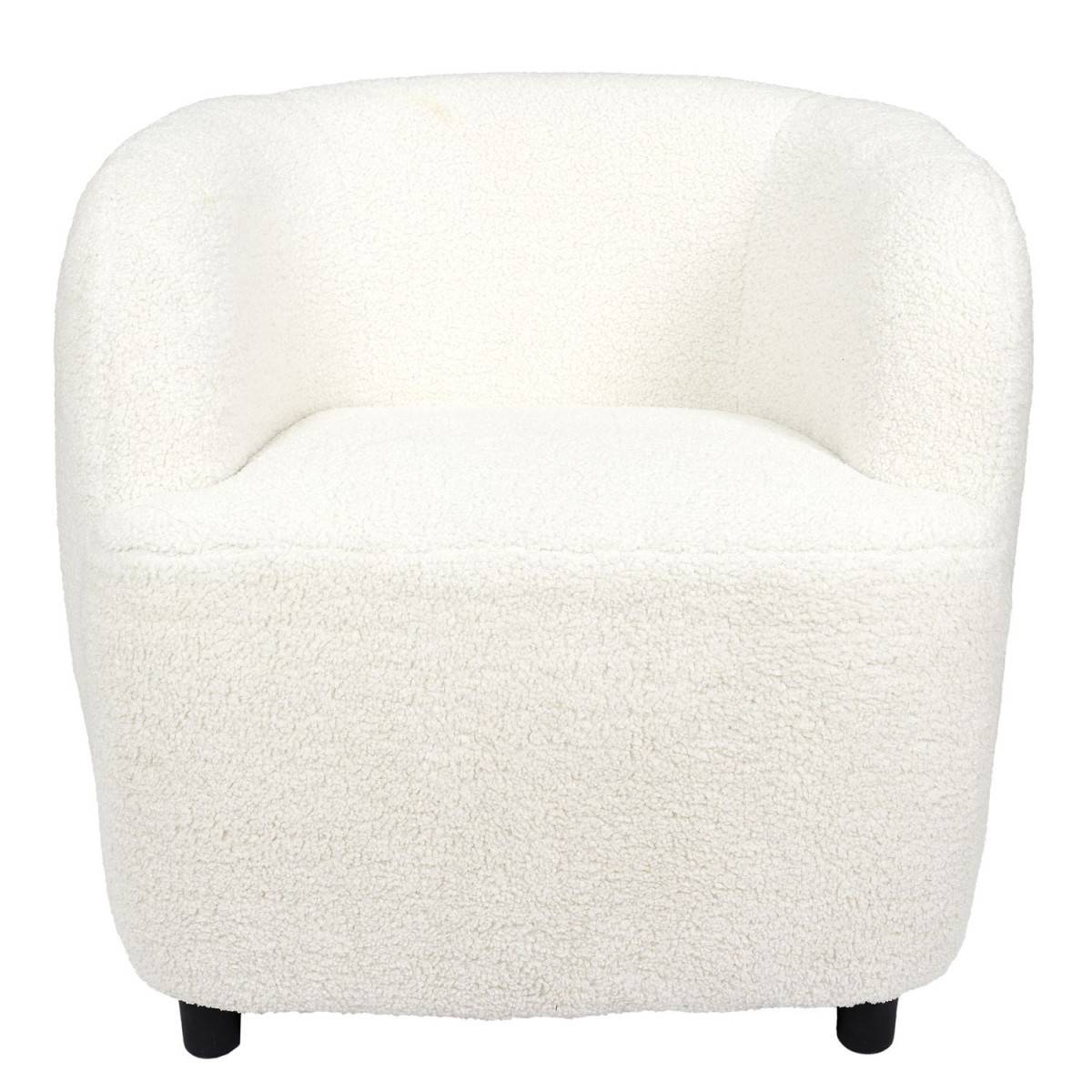 The Home Deco Factory - Fauteuil Design Bouclette "Shirley" 77cm Blanc - Image 2