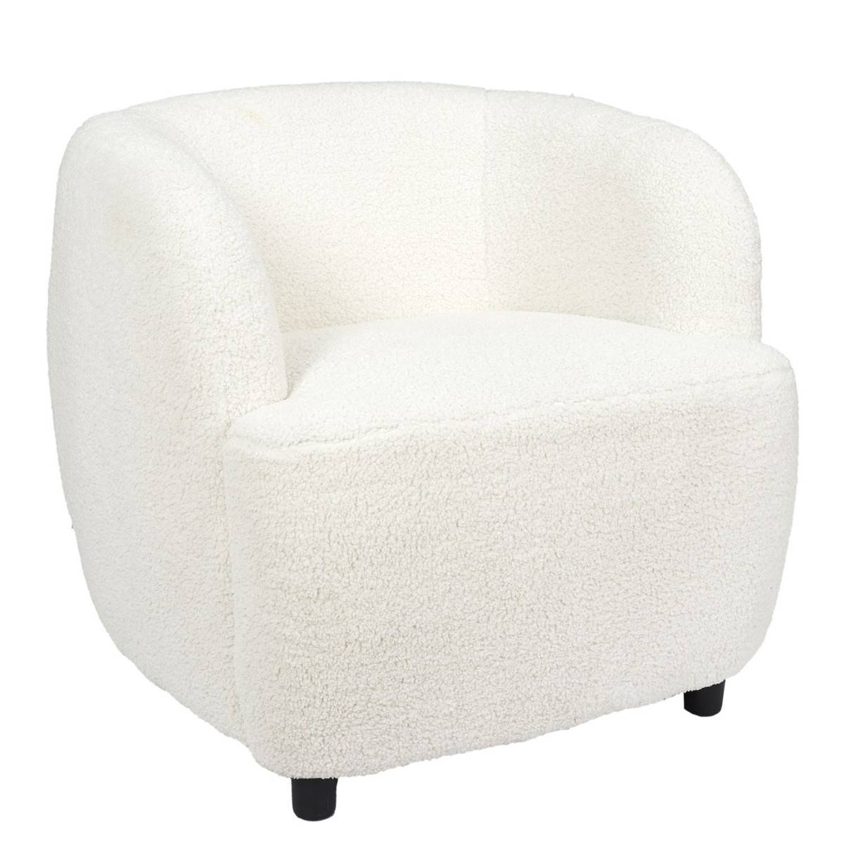 The Home Deco Factory - Fauteuil Design Bouclette "Shirley" 77cm Blanc - Image 1