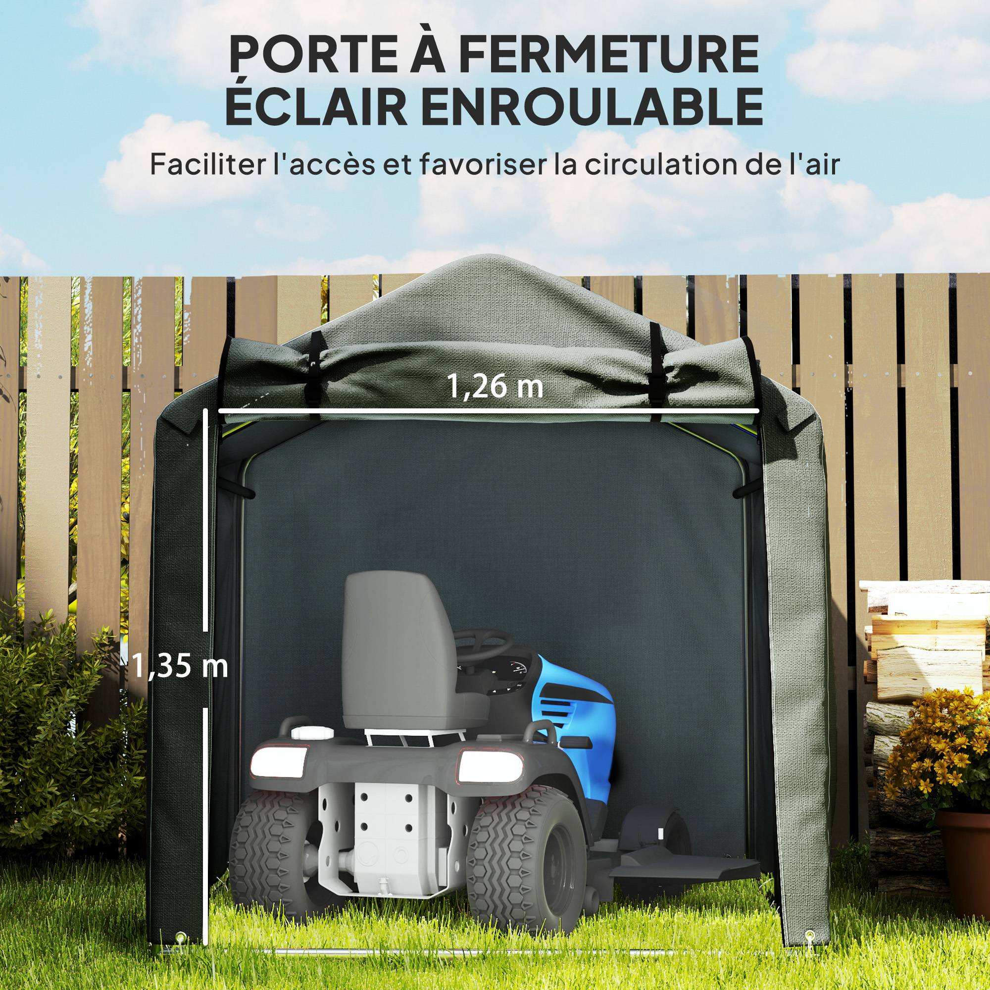 Abri de jardin métal galvanisé et PE gris foncé 220 x 157 x 165 cm - PANGIVO - Image 8