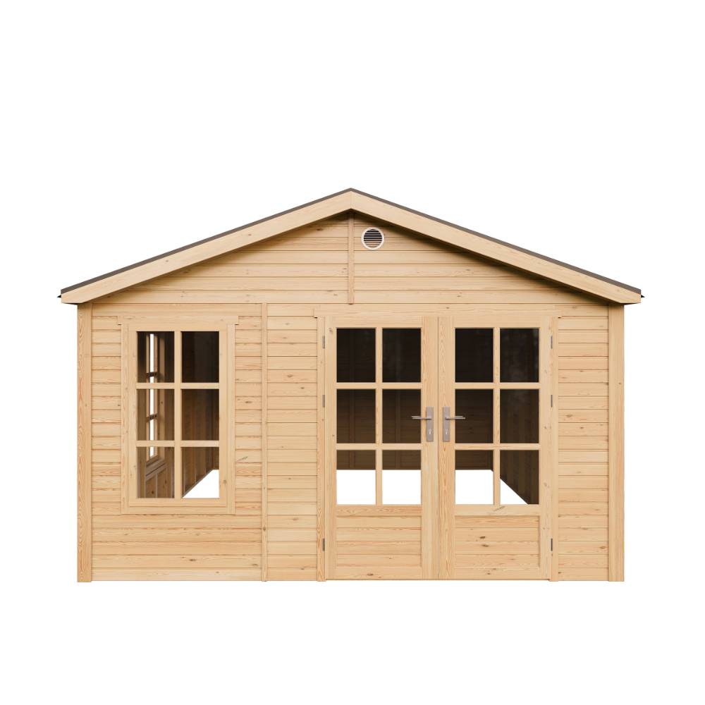 Timbela - Abri de jardin en bois - 17,61 m² - 512x382xH267 cm - sans plancher avec bardeaux bitumineux couleur gris - 17 mm d’épaisseur - Timbela M736A - Image 2