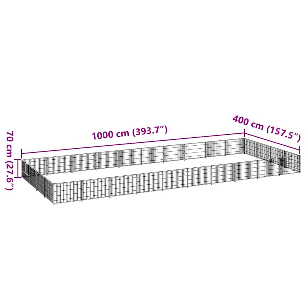 Vidaxl - Chenil Noir 40 m² Acier vidaXL 3082149 - Imagen 3