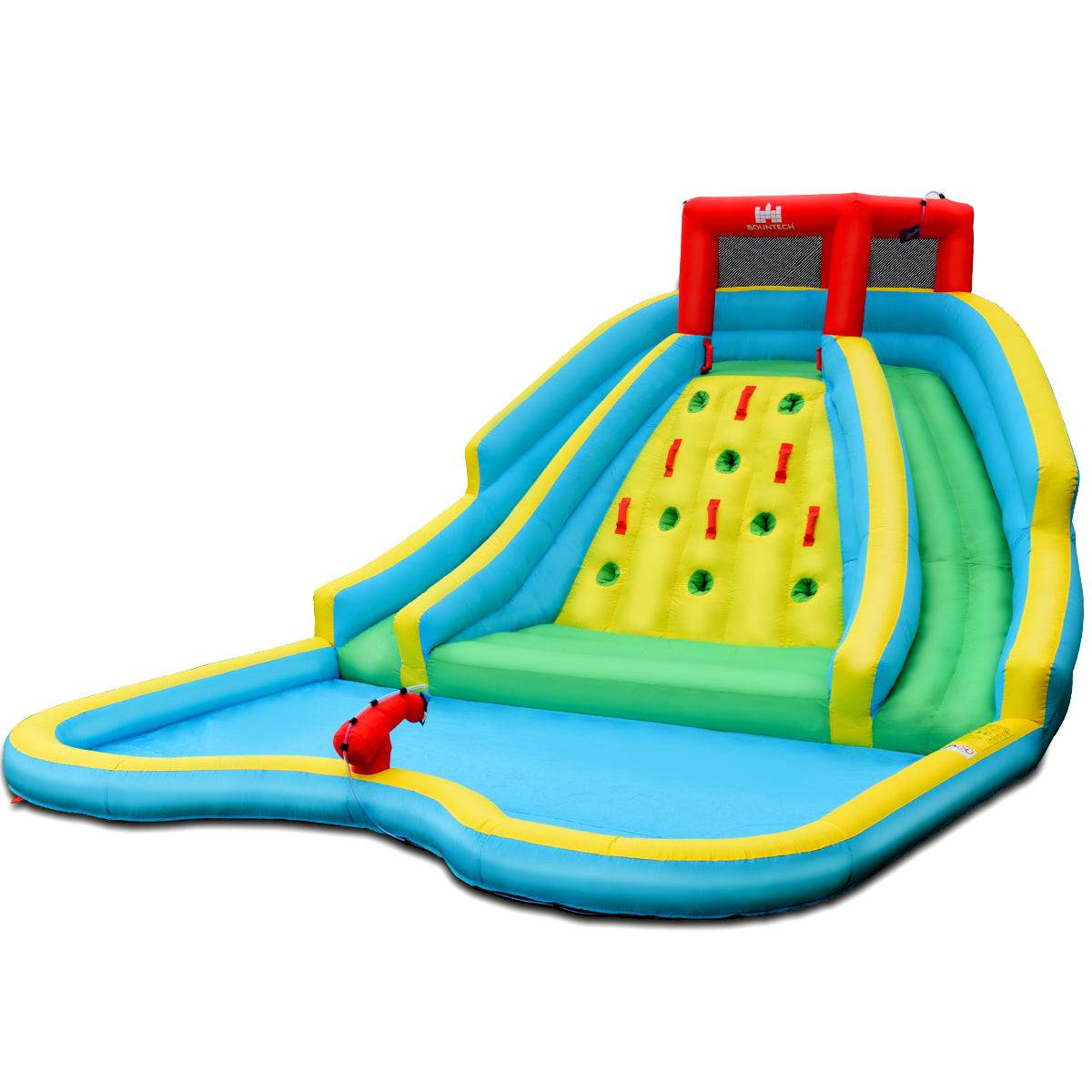 Helloshop26 - Toboggan aquatique gonflable 5 en 1 avec pataugeoire aire de jeux gonflable en oxford avec mur d'escalade charge 150 kg pour 3-10 ans - Imagen 1