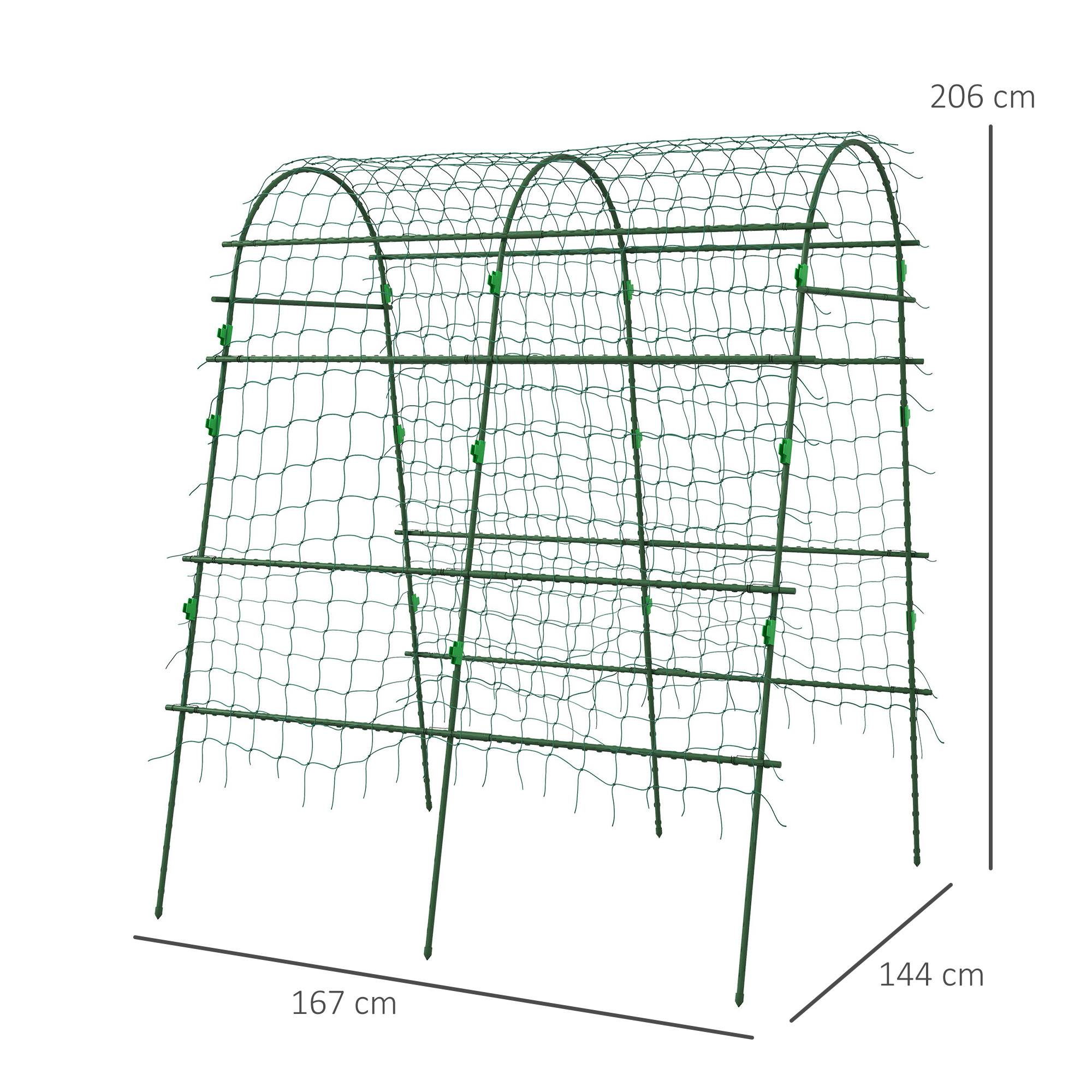 ComfortXL - Arche de jardin acier et PE vert 144 x 167 x 206 cm réglable avec filet de protection pour plantes grimpantes - Image 3