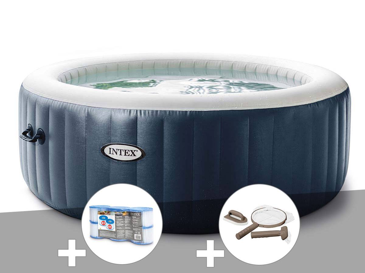 Kit spa gonflable Intex PureSpa Blue Navy rond Bulles 6 places + 6 filtres + Kit d'entretien - Imagen 1