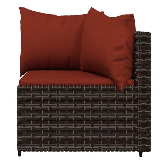 Paire Fauteuils Angle Brun Rotin PE Cannelle Rouge Coussins Épais Jardin Brun – ComfortXL Outdoor Living - Image 4