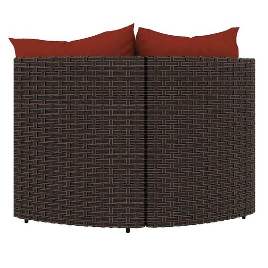 Paire Fauteuils Angle Brun Rotin PE Cannelle Rouge Coussins Épais Jardin Brun – ComfortXL Outdoor Living - Image 6