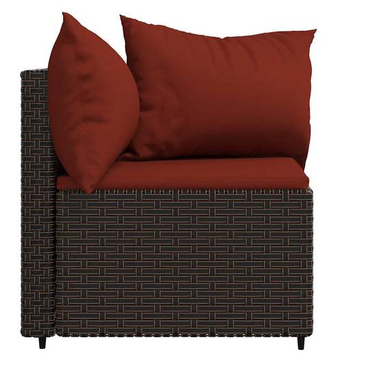 Paire Fauteuils Angle Brun Rotin PE Cannelle Rouge Coussins Épais Jardin Brun – ComfortXL Outdoor Living - Image 5