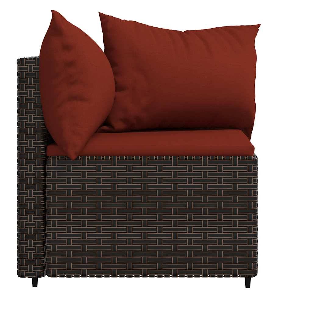 Paire Fauteuils Angle Brun Rotin PE Cannelle Rouge Coussins Épais Jardin Brun – ComfortXL Outdoor Living - Image 5