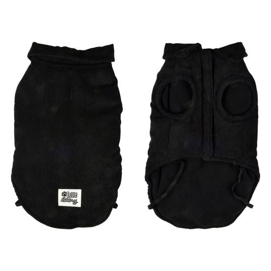 Love Story - Manteau Pour Chien "Velours Côtelé" 35cm Noir - Image 1