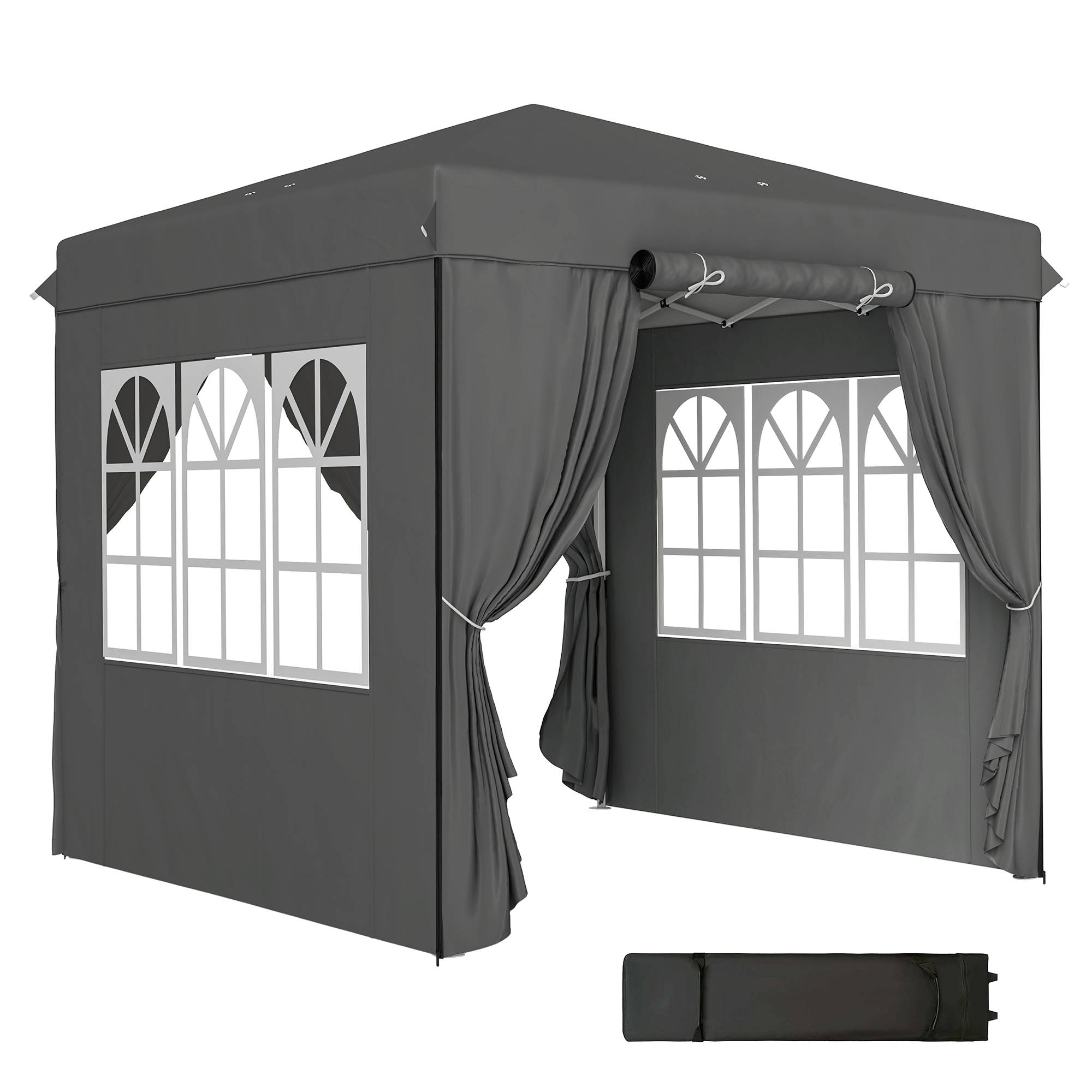 Tonnelle pliante pop-up en métal pour jardin et terrasse protection UV 250x250 cm gris foncé - ComfortXL Outdoor Living