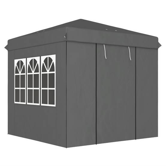 Tonnelle pliante pop-up en métal pour jardin et terrasse protection UV 250x250 cm gris foncé - ComfortXL Outdoor Living - Image 2
