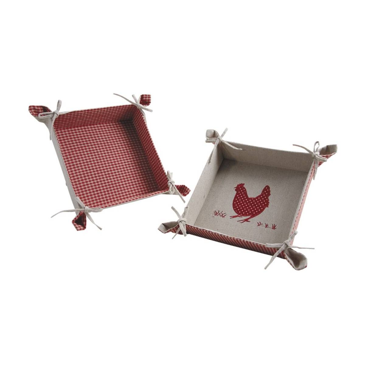 Aubry Gaspard - Corbeille en coton motif poule (Lot de 2)