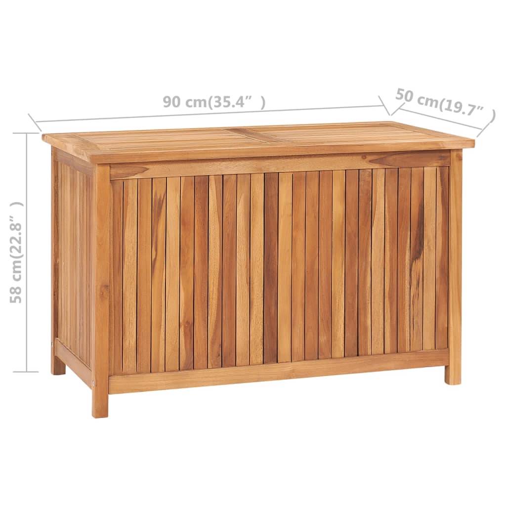 Helloshop26 - Coffre boîte meuble de jardin rangement 90 x 50 x 58 cm bois de teck solide - Imagen 8