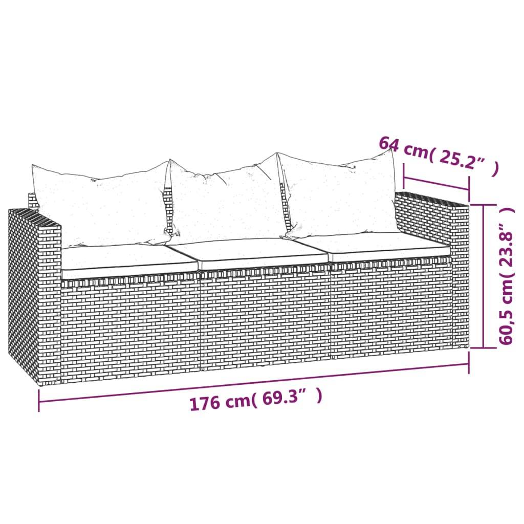 Helloshop26 - Salon de jardin meuble d'extérieur ensemble de mobilier 3 pièces avec coussins gris résine tressée - Imagen 6