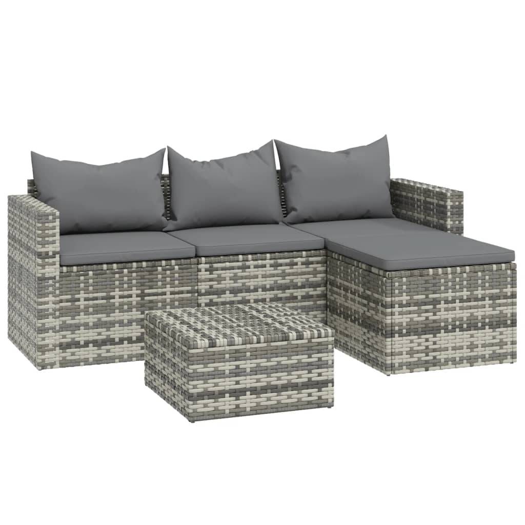 Helloshop26 - Salon de jardin meuble d'extérieur ensemble de mobilier 3 pièces avec coussins gris résine tressée - Imagen 1