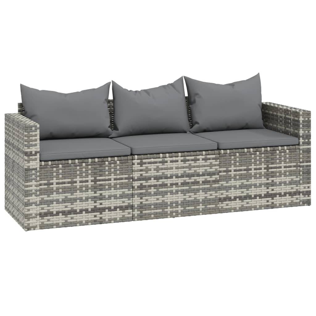 Helloshop26 - Salon de jardin meuble d'extérieur ensemble de mobilier 3 pièces avec coussins gris résine tressée - Imagen 5