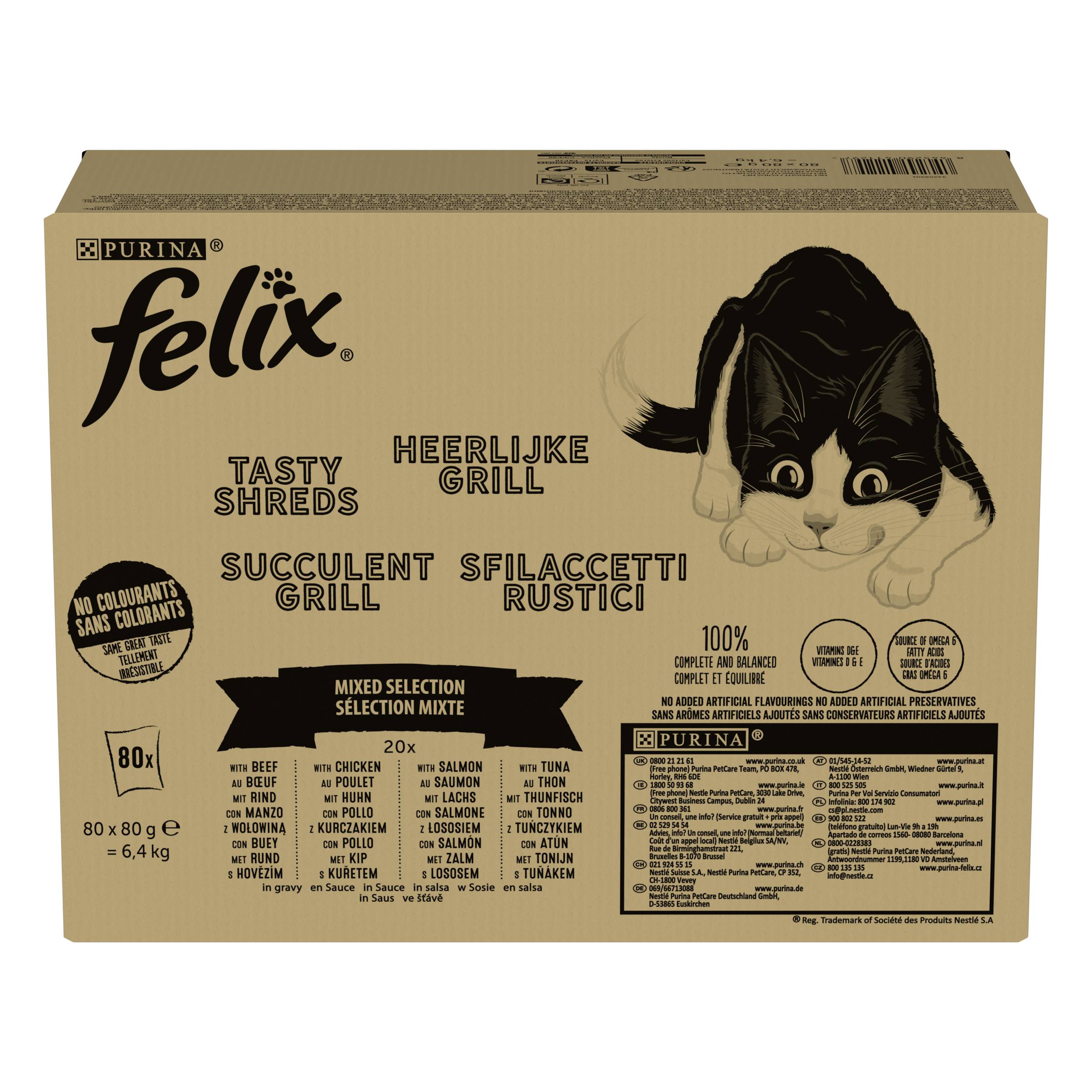 FELIX Succulent Grill Poulet, Bœuf, Saumon, Thon en Sauce 80X80g - Image 1