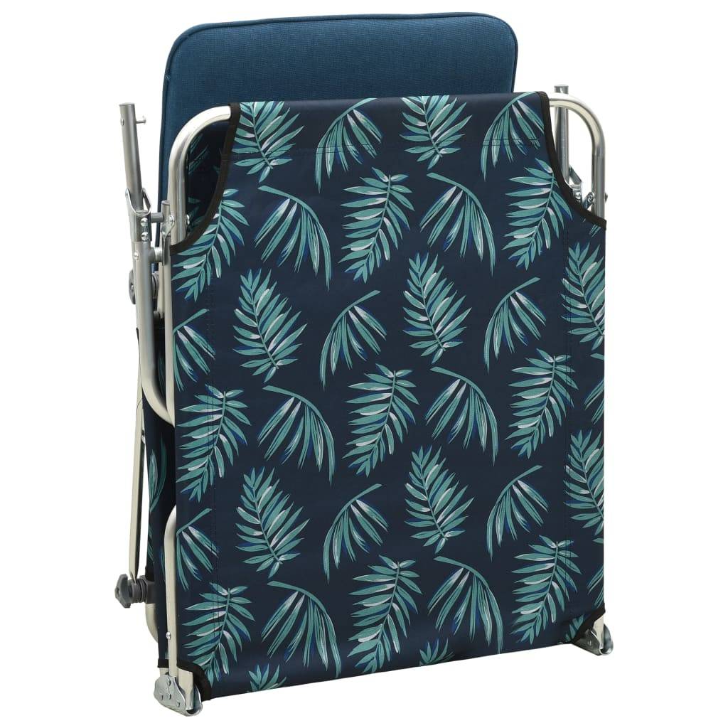 Chaise longue | Transat | Bain de soleil pliable avec auvent acier motif de feuilles - Image 5