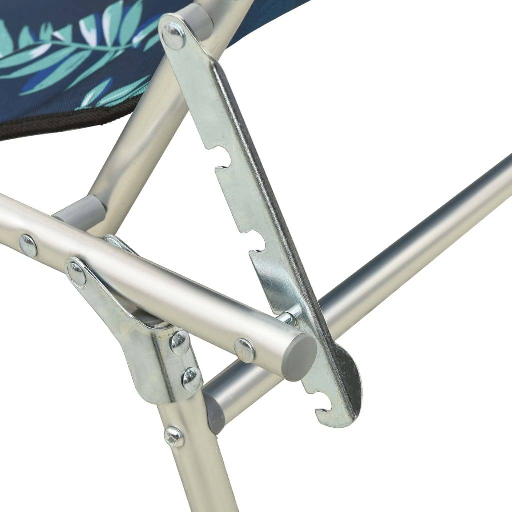Chaise longue | Transat | Bain de soleil pliable avec auvent acier motif de feuilles - Image 7