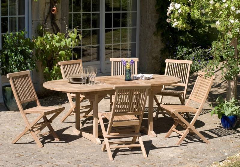 Macabane - FUN - Ensemble de jardin 6/8 pers. bois Teck table 150*200 / 6 chaises - Imagen 6
