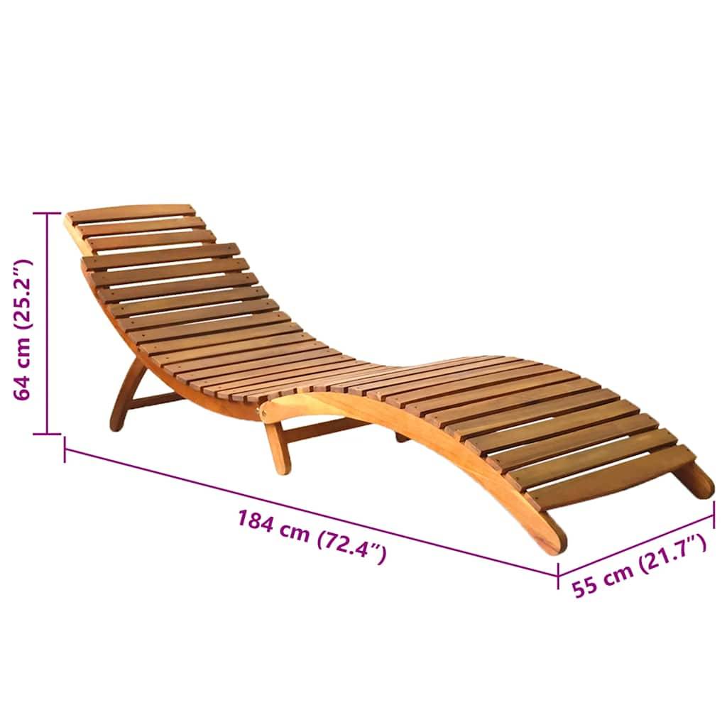 Lot 2 Chaises Longues Pliables Bois Acacia Terrasse Coussins Gris - ComfortXL Outdoor Living - Image 9