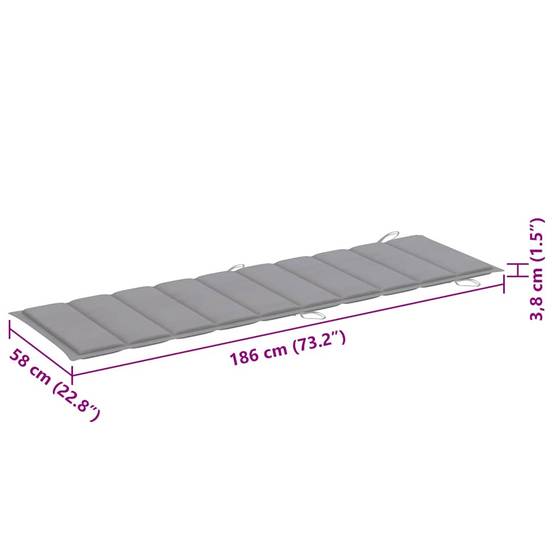 Lot 2 Chaises Longues Pliables Bois Acacia Terrasse Coussins Gris - ComfortXL Outdoor Living - Image 10