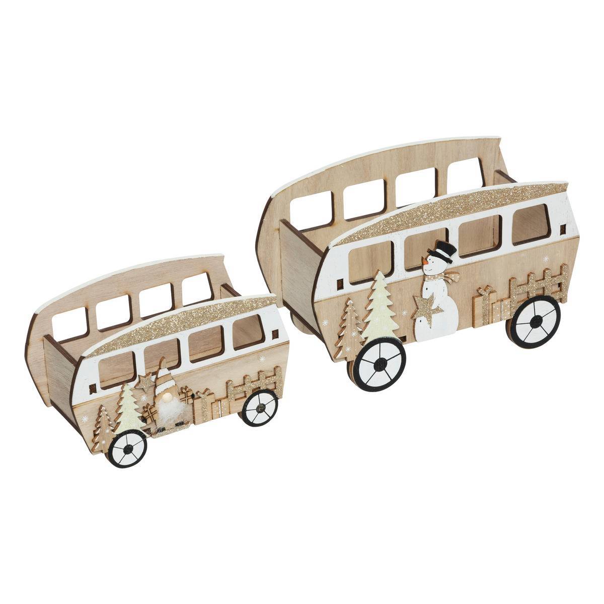 Feeric Christmas - CAGETTE BOIS BUS BLC X2 - Feeric Lights & Christmas - Imagen 1