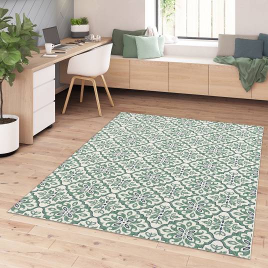 Decoweb - Tapis d'extérieur et intérieur - Madeleine - Vert céladon - 200 x 290 cm - Decoweb - Imagen 2