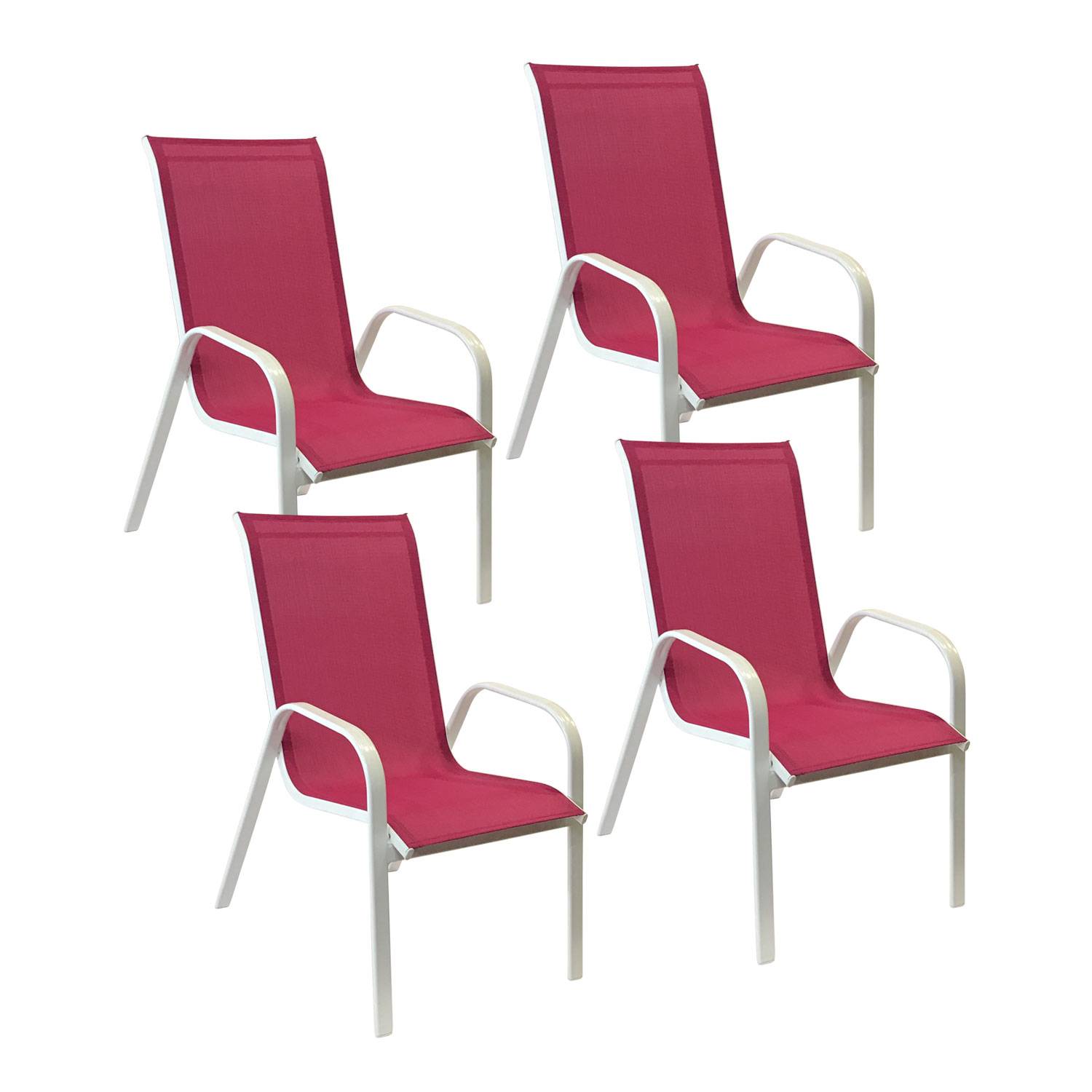 Happy Garden - Lot de 4 chaises MARBELLA en textilène rose - aluminium blanc - HAPPY GARDEN - Imagen 1