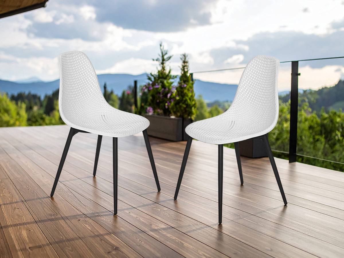 Lot de 2 Chaises de jardin en aluminium et résine coloris blanc Malte - Jardiline - Imagen 2