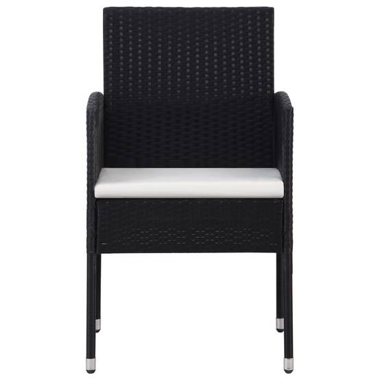 Lot de 4 Chaises de jardin avec coussins - Chaises d'extérieur - Fauteuils de jardin blanc crème+Noir résine tressée-JU12571 - Image 3