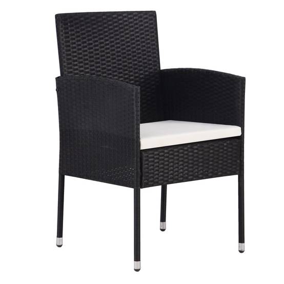 Lot de 4 Chaises de jardin avec coussins - Chaises d'extérieur - Fauteuils de jardin blanc crème+Noir résine tressée-JU12571 - Image 1